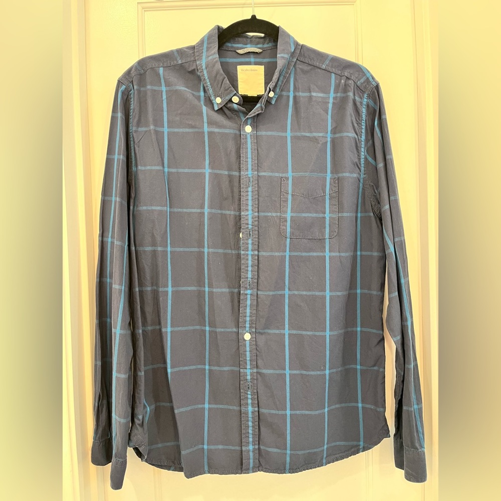 Life After Denim Navy and Light Blue Plaid Shirt